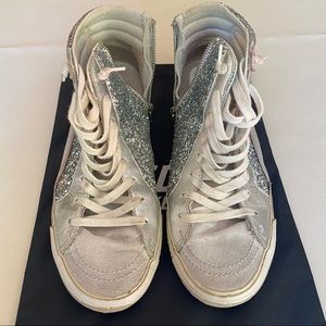 Golden Goose Slide Silver Glitter 40